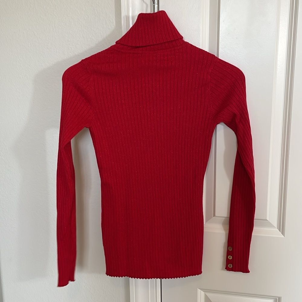 J. McLaughlin Red “Sparkle” Arlette Turtleneck Sweater - Picture 4 of 5